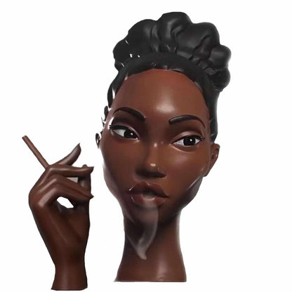 Modern Black Woman Smoking Face Incense Burner