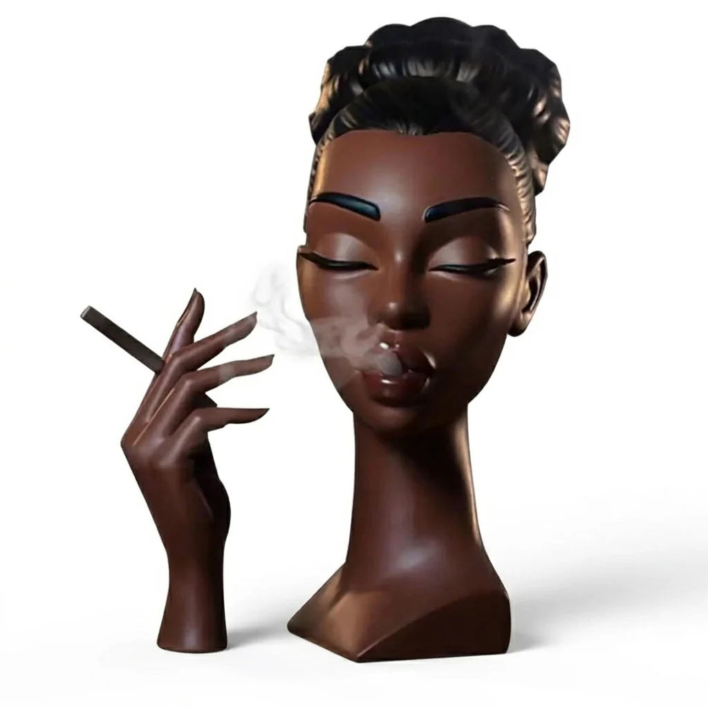 Modern Black Woman Smoking Face Incense Burner