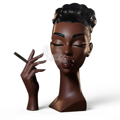 Modern Black Woman Smoking Face Incense Burner